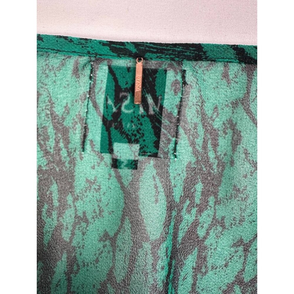 MISA Los Angeles Emerald green ruffled bell sleeve blouse Size Small - Picture 7 of 9
